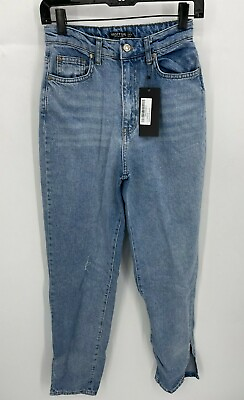 #ad Nasty Gal Lets Split Straight Leg Jeans Vintage Blue Womens 2 $15.99