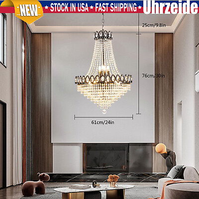 #ad Luxury Crystal Chandelier Pendant Lamp Hanging Light Dimmable Height Adjustable $229.32