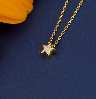 #ad Diamond Star Pendant 0.60Ct Round Cut Lab Created Women#x27;s 14K Yellow Gold Plated $43.24
