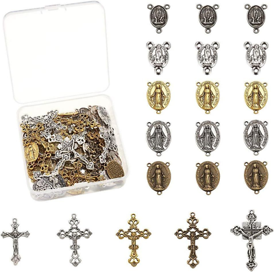 #ad Cheriswelry 70pcs Tibetan Alloy Rosary Cross amp;amp; Oval Links 3 Colors $26.05