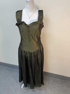 #ad Karl Logan Dress Vintage Dress Green Victorian Steampunk Button Sweetheart $399.99