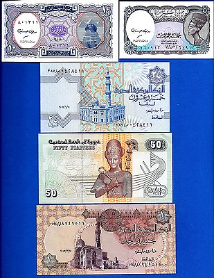 #ad Egypt 5102550 Piastres amp; 1 Pound Uncirculated Banknotes Set #1 $4.95