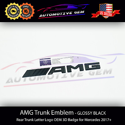 #ad AMG Emblem GLOSS BLACK Rear Trunk Lid Badge Letter Logo OEM 3D Mercedes Benz $16.49