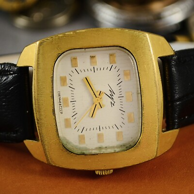 #ad 1970s LUCH Massive Gold Plated Case Vintage Soviet Mechanical SERVICED Watch $59.99