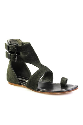 #ad Fausto Santini Womens Toe Ring Cut Out Sandals Green Size 38.5 8.5 $42.71