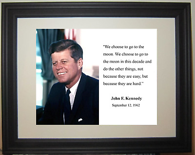 #ad President John F. Kennedy JFK USA Moon Famous Quote Framed amp; Matted Photo $49.99