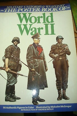 #ad World War II ILLUSTRATED Military Uniforms amp; Weaponry Reference Poster Book $9.99