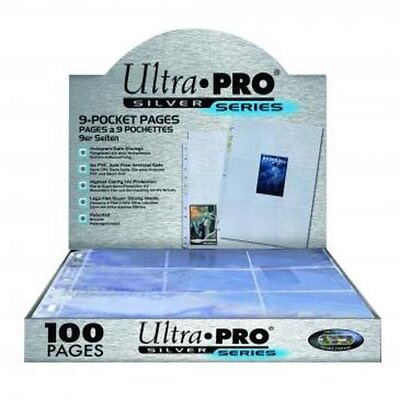 #ad Ultra PRO 9 Pocket SILVER Series PAGES for Standard SIZE Cards 100 Pack BOX $22.99