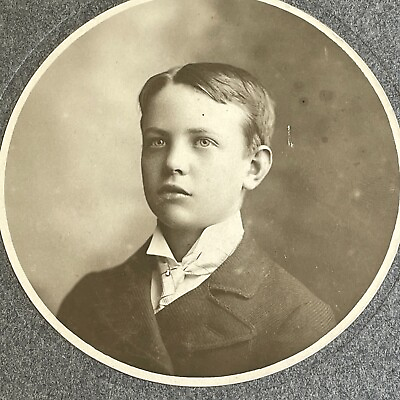 #ad CC3 Cabinet Card Boy Man Portrait Round Photo 1890#x27;s $14.97