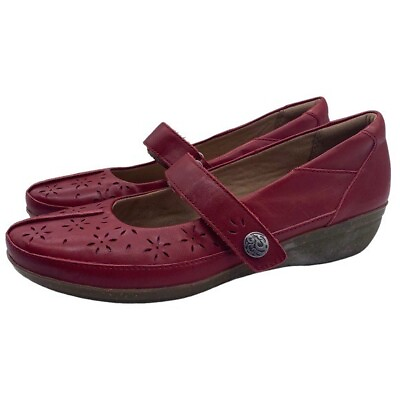 #ad Clarks Shoes Everlay Bai Red Leather Mary Jane Flats Comfort Casual Size 7.5 $34.74