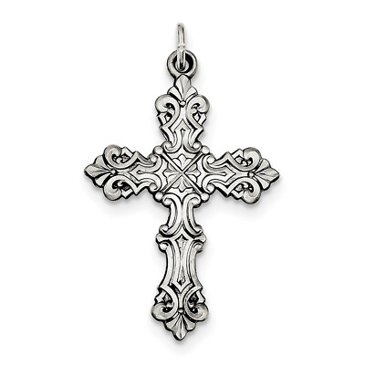 #ad Sterling Silver Antiqued Cross Pendant QC3359 $55.99