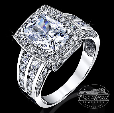 #ad 3 ct Radiant Halo Deco Ring Top Russian Quality CZ Extra Brilliant Stone 8 $94.95