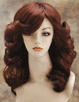 #ad Glamorous New Big open Wavy Farrah Fawcett Copper Red Wig w Bangs CA 130 $69.95