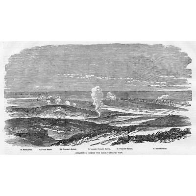 #ad CRIMEAN WAR General View of the Siege of Sebastopol Antique Print 1854 GBP 9.99