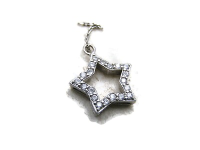 #ad Rhinestone Star Necklace Pendant Charm Silver Tone $8.99