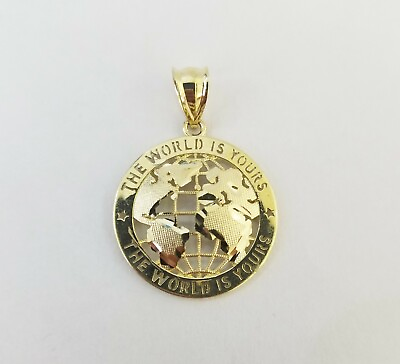 #ad Real Gold 10k The World is Yours Map Pendant Diamond Cut 10kt $163.80