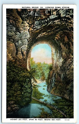 #ad *1930 Natural Bridge Virginia VA Looking Down Stream Vintage Postcard C46 $7.19