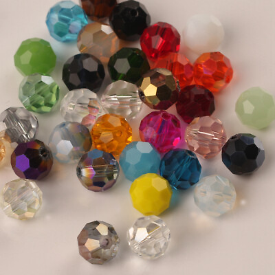 #ad 10pcs Crystal Glass Beads 12mm Round 32 Facets Cut Ball For DIY Jewelry $2.70
