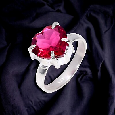 #ad Natural Rhodolite Garnet Gemstone Statement Ring Size 7 925 Sterling Silver $16.49
