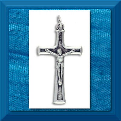 #ad CROSS PENDANT Made in ITALY Silver Oxidized Textured Crucifix 1 ¼” CX1a $1.79