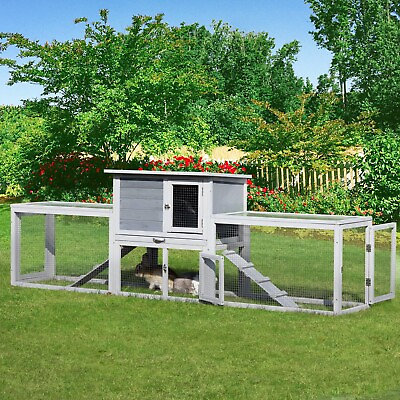 #ad COZIWOW Extra Large Rabbit Hutch Bunny Hutch Outdoor 94.5”L Wooden Rabbit Cage $136.99