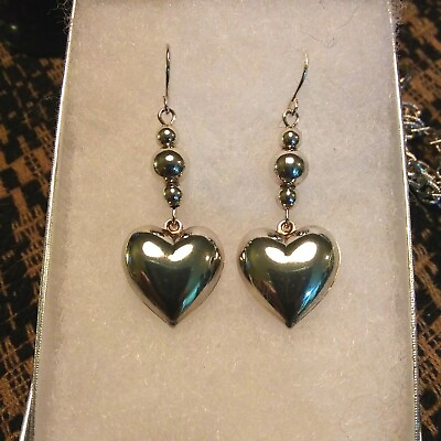 #ad Sterling silver heart earrings handmade $39.00
