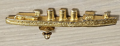 #ad Vintage Gold Tone 3D Ship Boat Titanic Pin Brooch $9.99