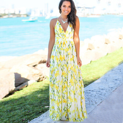 #ad Women Ladies Boho Floral Maxi Dress Cocktail Party Evening Summer Beach Sundress $18.99