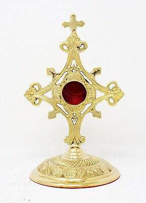 High Polished Brass Monstrance Reliquary for Relics for Catholic Church 9 Inch $76.88