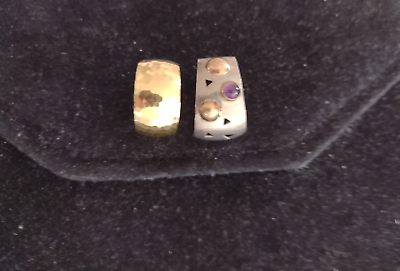 #ad John Atencio Mix Hammered 18K Yellow Gold and a 925 Silver with 18k Earrings $349.36