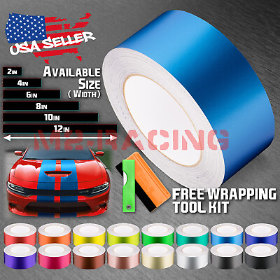 #ad Satin Chrome Metallic Matte Racing Stripes Vinyl Wrap Rally Sticker 10 20 Long $15.99