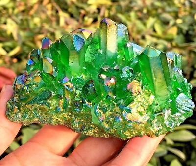 #ad Angel Aura Green Quartz Point Cluster Green Crystal Specimen Minerals Home Decor $15.90