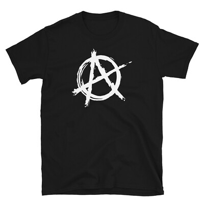 #ad White Anarchy is Order Symbol Punk Rock Men#x27;s Short Sleeve T Shirt $21.55