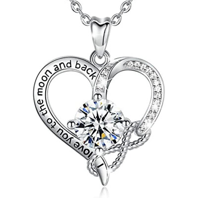 #ad Pretty Heart Jewelry Cubic Zircon 925 Silver Necklace Pendant Wedding Party Gift C $3.20