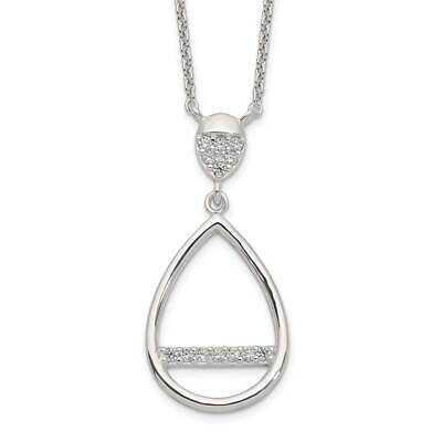 #ad Sterling Silver Polished CZ Teardrop Necklace 17.75quot; $80.36