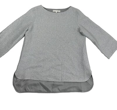 #ad Ann Mashburn Top Women’s Size Small Silver Knit Shirt Metalic Made In USA Rare $34.16