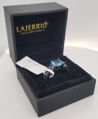 #ad Lajerrio Light Blue amp; Black Sterling Silver Ring Sz 7 3.8gTW $44.05