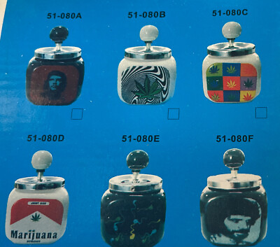 #ad Vintage Retro Ceramic Enamel Push Down Smokeless Ashtray Pot Rare Clean Risque $22.20