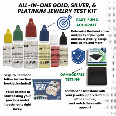#ad Gold Silver Test Kit 10K 14K 18K 22K Platinum Jewelry 24K Scrap Bars Tester 999 $24.49