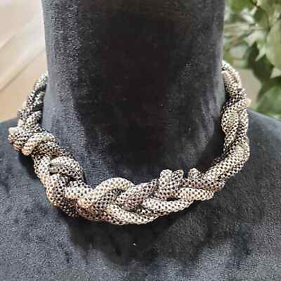 #ad Silver Plated Egypt Cleopatra Bold Snake Braided Chain Collar Choker Necklace $25.00