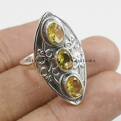 #ad Natural Citrine Ring 925 Silver Artisan Anniversary Gift Jewelry $30.41