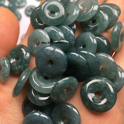 #ad Natural Grade Oil Green Jadeite Jade Safe Circle Pendant 10pcs Wholesale 13 16mm $26.91