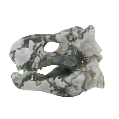 #ad 3quot; GEODE MOSS AGATE Carved Dinosaurs Tyrannosaurus Crystal Skull Crystal Healing $48.80