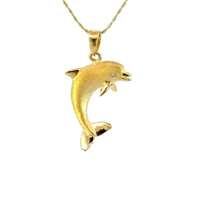 #ad BRAND NEW 14Kt gold Denny Wong Dolphin with diamond pendant $599.00