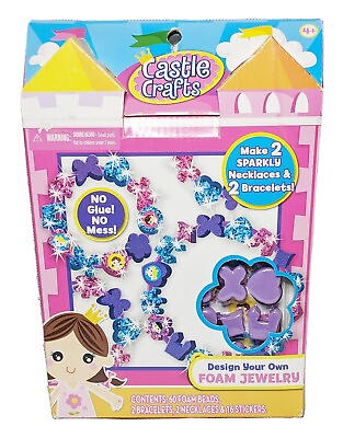 #ad Castle Crafts Design Your Own Foam Jewelry 60 Beads 2 Necklaces 2 Bracelets NEW $7.85