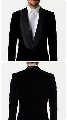 #ad Men Black Smoking Jackets Designer Wedding Party Wear Blazer Coat $134.99