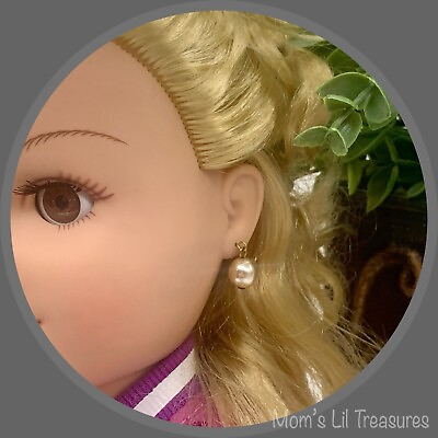 #ad Pearl Drop Dangle Doll Earrings • 18 Inch Doll Jewelry $6.00