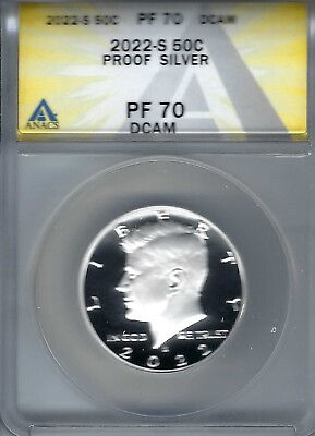 #ad 2022 San Francisco Silver Proof Kennedy Half Dollar ANACS Certified PF69 Coin $89.95