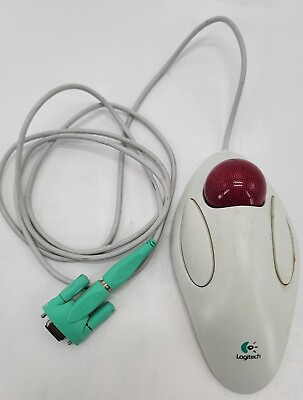 #ad Vintage Retro Logitech Trackball Marble Mouse 804292 0000 T CM14 PS 2 Connector $29.97