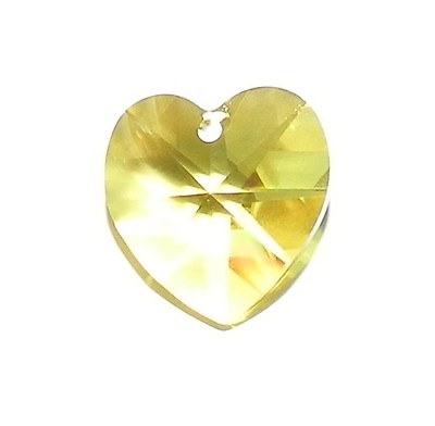 #ad SCI285 Light Topaz Yellow 14mm Faceted Heart Swarovski Crystal Bead 1pc $9.50